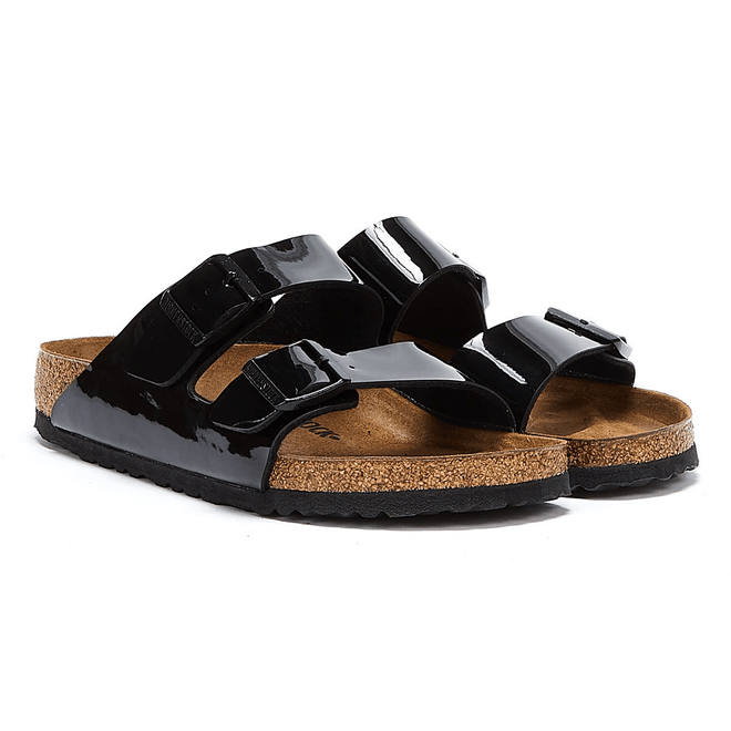 Birkenstock Arizona Birko Flor Patent Womens Black Sandals 1005291