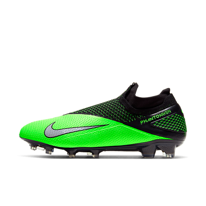 Nike PHANTOM VSN 2 ELITE DF FG Firm Ground BLACK MTLC PLATINUM-GREEN STRIKE CD4161-036