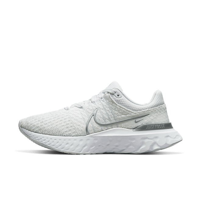 Nike React Infinity Run Flyknit 3 White Metallic Silver (W) DD3024-101