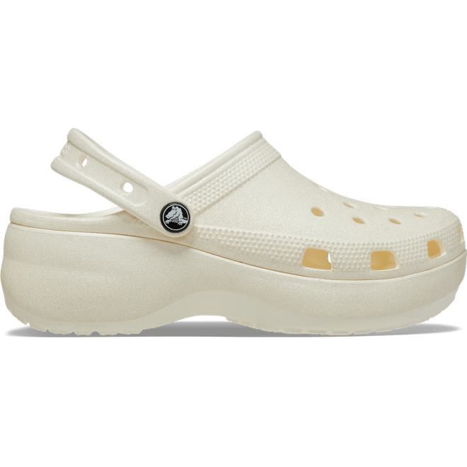 Crocs Women Classic Platform Glitter Clogs Chalk  207241-0WV