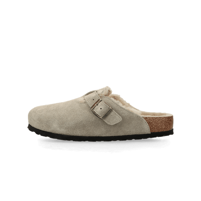 Birkenstock Boston Shearling Suede Leather/Fur "Taupe"