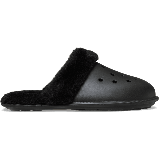 Crocs Classic Fuzz Scuff Slippers Black 