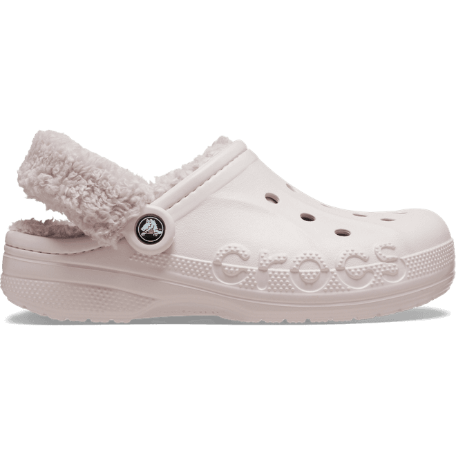 Crocs Baya Lined Fuzz-Strap Clogs Barely Pink 